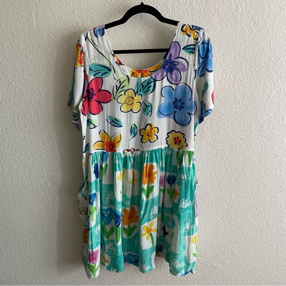 Jams World Fleur Floral Short Sleeve Oversized Dress